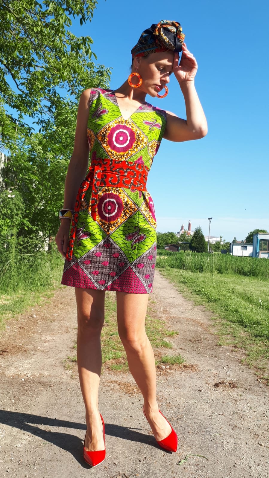 Pink and green african hot sale dress